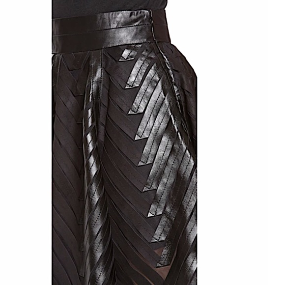 Milly Fit Flare Leather Skirt - Picture 3 of 6